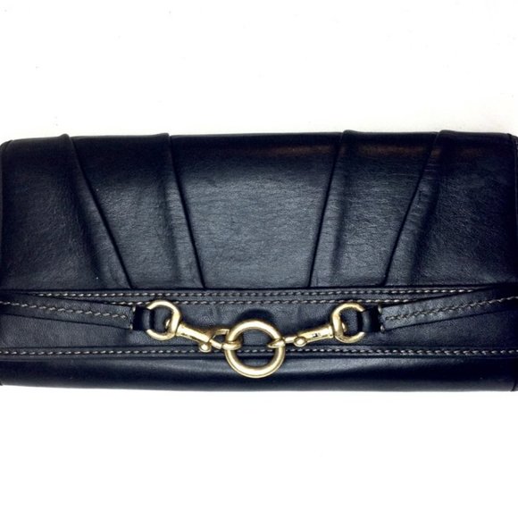 Coach Handbags - FINAL PRICE: Vintage Coach Wallet Black Leather Brass Hardware Accents
